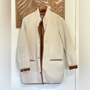 Old Navy Cream Teddy Jacket with Brown Accents
